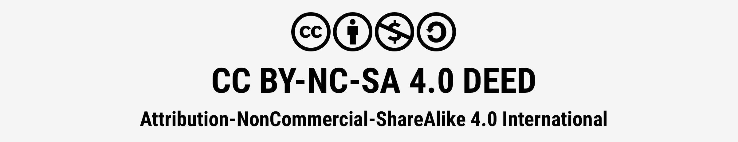Image showing the icons and text for a Creative Commons Attribution-NonCommercial-ShareAlike 4.0 International License