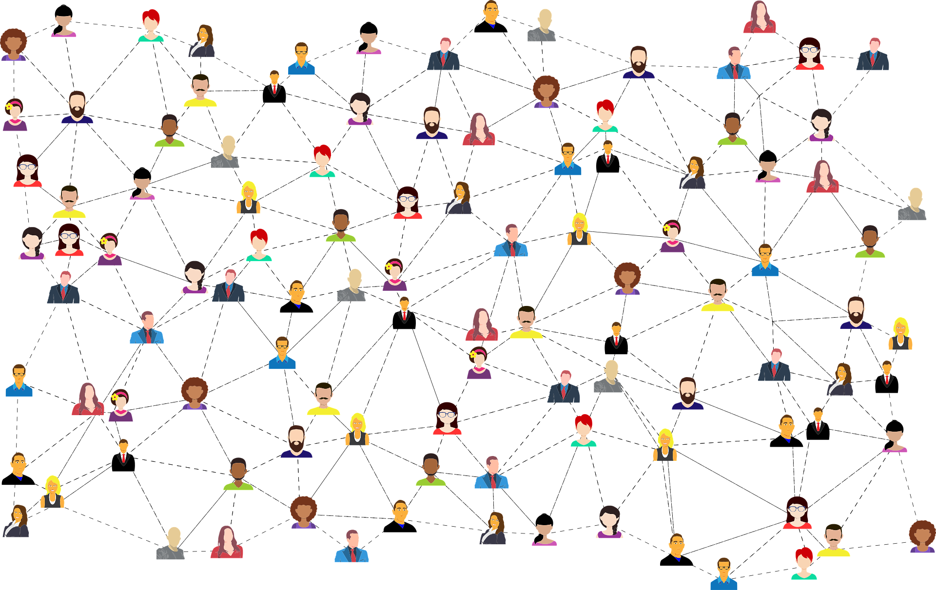 An illustration showing a network of people linked together